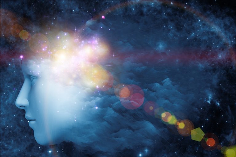 woman sideview on universe