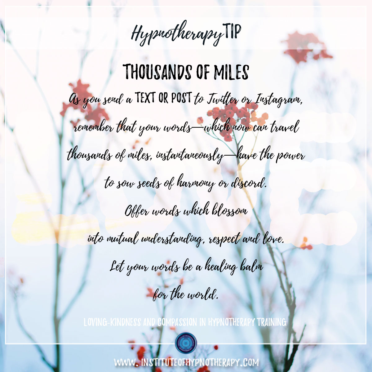 Hypnotherapy Tip : Thousands of Miles
